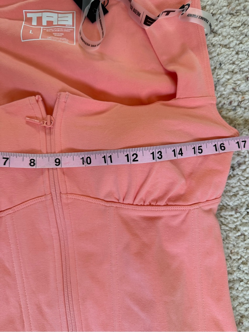 TA3 Pink Coral Corsety Square Neck Sleeveless Top Size Large Full Zip NWT - Picture 9 of 13